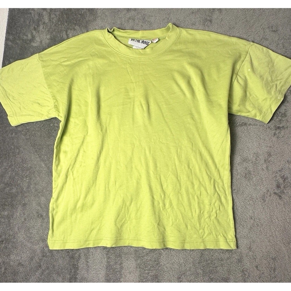 On The Verge Tshirt Short Sleeve Size Large Yellow 100% Cotton‎